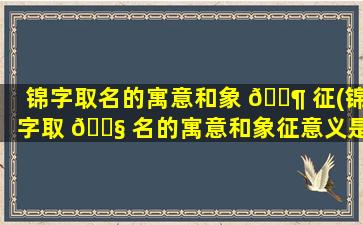 锦字取名的寓意和象 🐶 征(锦字取 🐧 名的寓意和象征意义是什么呢女孩)